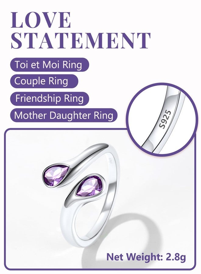 Silvora 925 Sterling Silver Ring Adjustable Open Rings for Women,Birthstone Ring Wedding Band Promise Ring Mother's Day Gifts - Image 5